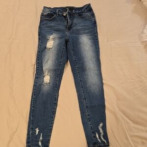 Fashion Nova Blue Skinny Distressed Jeans